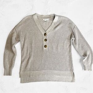 NWOT Rachel Zoe Womens Size Medium V-Neck Henley Crochet Knit Sweater Pink Beige